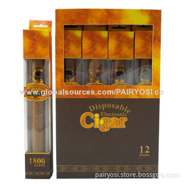 Disposable e cigar-1800 puffs with soft suction nozzle, color box packing with display box